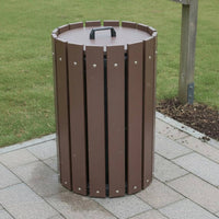 Weather Resistant Golf Course Sand Bin Long-Lasting Lidded Divot Mix Container Anti-Corrosion Round Plastic Wood Trash Can