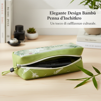 Chinese Style Large Capacity Canvas Pencil Case for Students, Double Layer Stationery Organizer