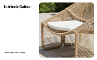 3 Pieces Waterproof Rope Weave Lounge Set Outdoor Furniture All-Weather Garden Seating long-lasting Frame for two people, Families, Homeowners, Sunroom, Terrace, Backyard, Balcony