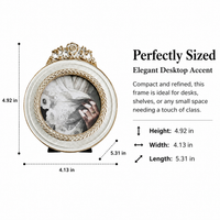 Ornate Photo Frame, Vintage Ivory White Gold Trim Resin French Design, 13.5x9.5cm Small Decorative Frame for Living Room