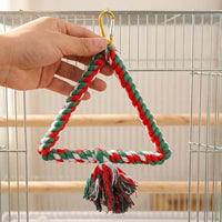Solid Wood Parrot Toys for Budgies, Cockatiels and Lovebirds, Climbing Rope and avian perch for Cockatiels, Finches
