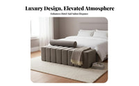 Multi-Functional End-of-Bed Bench Multipurpose Design Wavy Seat Ottoman Modern Aesthetic Long Stool Soft Upholstery for Homeowners, Interior Designers, Business Owners, salon, Reception Area, Living Room, Entrypath