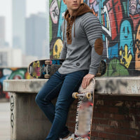 Breathable Material Ruched Sleeve Hooded Shirt Long-Lasting Construction Men's Lace-up Hoodie Machine Washable Lace up Hoodie Curved Hem for Cosplay, Party