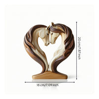 Horse Silhouette Decoration Heart-Shaped Wooden Board Ornament Tabletop Display Flat Desktop Accent Compact for Collectors, Desk