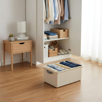 Large Capacity Compartmentalized Clothes container Stackable Wardrobe Box With Handles Closet Container particleresistant for Apartment Dwellers, Homeowners, Under Bed, Bedroom, Dorm Room, Shelves