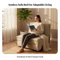 Space-Saving Armless Futon Bed Foldable Design Sleeper Sofa Multi-Functional transformable Couch two-in-versatileUse for Apartment Dwellers, Homeowners, Office Workers, Living Room