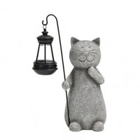 Feline Lantern Ornament Resin Material Solar Feline Ornament Easy to Install