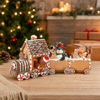 Christmas Figurine Hand-Painted Holiday Figurine Glittered Tabletop Ornament for Collectors, Mantel, Bookshelf