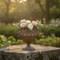 Urn Planter with Handles Bronze Urn with Handles Ribbed for Gardens