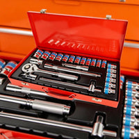 Quick-Release Socket Wrench Set with Metal Case Portable Ratchet and Socket Set Professional Mechanics Tool Kit for Car Owners