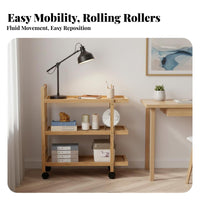 Multi-Functional 3-Tier Rolling Rack With Wheels Storage Trolley Simple Design Utility Cart 360° Swivel Casters for Homeowners, Students, Living Room, Bedroom, Kitchen, Bathroom