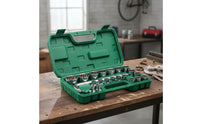 Socket Wrench Set Chrome-Finished Socket Set with Case Mirror-Polished Mechanics Tool Kit for Home Improvement Hobbyists, Homeowners, Garage
