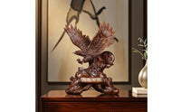 Sculpture with Plaque Wood Tone Ornament Tabletop Animal Figurine for Collectors