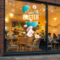Easter Window Cling Removable Cling Easter Decal Bunny and Egg Window Decal for Kids, Shop Owners, Glass Areas, Classroom, Office