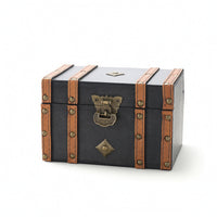 Wooden Keepsake Box with Hinged Lid Rustic Wooden Box with Hinged Lid Antique-Themed Storage Chest for Vanity, Desk, Shelf
