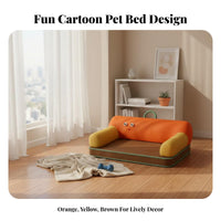 Cartoon Dog Sofa Four-Season Use Pet Sofa Scratch-Resistant Cat Couch for Young Dogs, Small Pets