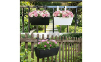 3 Pieces Railing Planter with Hooks Outdoor Flower Pot Deck for Gardeners
