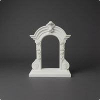 Gothic Design Dollhouse Miniature Arched Window Molded Frame Decorative Window Prop Floral Relief Arched Scene Display