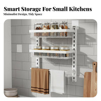 No-Drill Installation Adjustable Seasoning Rack Space-Saving Kitchen Organizer Multi-Tier Design Storage Shelf Large Capacity for Home Cooks, Apartment Dwellers, Small Areas, Pantry, Cupboard, Bathroom