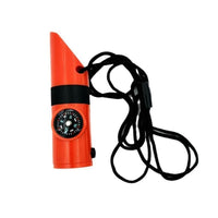 Waterproof Storage Compartment 7-in-1 Survival Whistle Lanyard Included Emergency Whistle with LED Light Compact and Portable for Camping