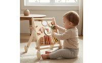 Wooden Infant Push Wagon Multi-Functional Wooden Push Wagon with Xylophone for Young Children, Infants, Playroom, Home, Nursery
