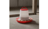Heavy Duty Automatic Chicken Feeder with Lid Easy to Clean Plastic Poultry Feed Container Rustproof for Backyard