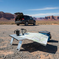 Foldable Aluminum Roll Top Table Sturdy and Stable Folding Camping Table Waterproof for Picnic, Fishing, Beach, Garden