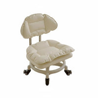 Cushi Single D Caster Stool with Backrest 360-Degree Swivel for Living Room