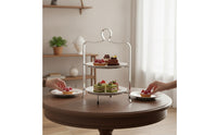 2-Tier Dessert Stand Simple to Clean Cupcake Display 2-Tier Cake Stand Reflective for Cafes