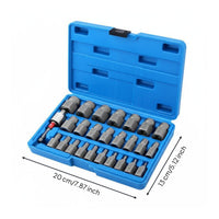 27 Pieces Stripped Screw Extractor Drill and Wrench Compatible Hex Nut Remover Kit Multi-Groove Design Stripped Bolt Extractor Kit for Workshop
