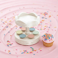 Single-Button Operation Automatic Cake Turntable Battery Operated Rotating Dessert Stand Elegant Centerpiece Automatic Dessert Display Detachable Trays for Bakers, Event Planners, Birthday Parties, Bakeries, Weddings