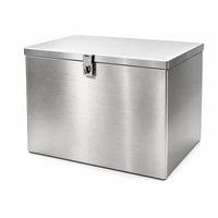 Stainless Metal Box with Lid Heavy-Duty Metal Storage Bin with Handles Lockable