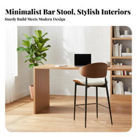 Comfortable Cushion Modern Bar Stool with Back Anti-Scratch Foot Pads Metal Frame High Stool Non-Slip Feet Upholstered Counter Height Chair Easy to Clean for Adults, Homeowners, Couples, Pub, Cafe, Restaurant, Dining Room
