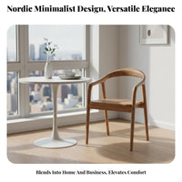 Mortise and Tenon Structure Nordic Design Leisure Chair Strong & Sturdy Modern Curved Back Chair Finely Polished Solid Wood Frame Armchair Ergonomic Design for Adults, Homeowners, Business Owners, Hotel, Living Room, Balcony, Kitchen