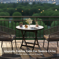 Foldable Design Collapsible Cafe Table Weather-Resistant Household Furniture Indoor & Outdoor Versatility Space-Saving for Small Families, Apartment Dwellers, Balcony, Garden, Backyard, Kitchen
