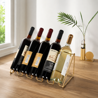 Black Iron Wire Wine Rack, Desktop Metal Bottle Holder, Small Storage for Kitchen Counter, Minimalist Design