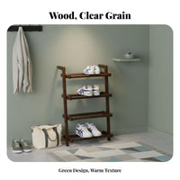 Solid Wood Wooden Shoe Rack Space-Saving Multi-Tier Shoe Shelf Japanese Design Freestanding Storage Rack Simple and Modern for Families, Homeowners, Hallway, Living Room, Bedroom, Balcony