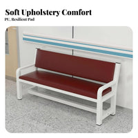 Thick Padding Upholstered Backrest Settee Stable Structure Upholstered Guest Settee Long-Lasting Construction Waiting Room Bench Easy to Clean for Patients, Visitors, Customers, Hospital, Barber Shop, Barbershop, Shopping Mall
