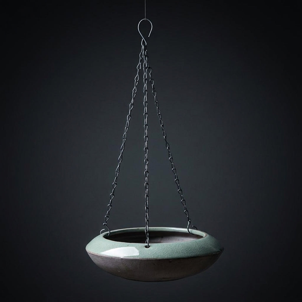 Plant Pots and Hanging Basket Set for Outdoor Plants, Ceramic Hanging Plant Pot for Indoor Plant, Pack of 2 with Chains, Medium Size Drainage
