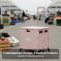 Lightweight Foldable Utility Cart Telescoping Handle Folding Utility Cart Large Capacity Portable Shopping Trolley Multifunctional for Campers, Travelers, Shoppers, Camping, Travel, Home Use, Outdoor