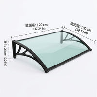 Awning, Rain Shelter, Retrofit, For Entrance Doors & Windows, Transparent Plastic Door Awning, Black Frame
