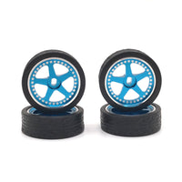 1/28 RC Car Wheels and Tires Five-Spoke RC Car Wheels Rubber Tires Lightweight for Hobbyists