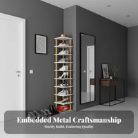 Narrow Design Vertical Corner Shoe Rack Space-Saving Vertical Shoe Vertical Structure Multi-Tier Footwear Stand Large Capacity for Apartment Dwellers, Homeowners, Families, Entryway, Hallway, Bedroom, Closet