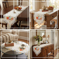 Easter Table Runner, Easter Egg Table Decoration Oil-Resistant Embroidered Table Runner Vintage Design Easter Placemat for Party Hosts, Homeowners, Kitchen