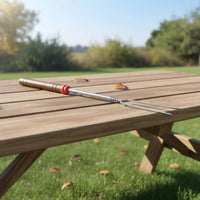 Stainless Steel Grill Skewer Curved Extendable Bbq Fork Portable Extending Roasting for Barbecue