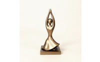 Bronze Meditative Figurine Stylized Sculpture with Base Sculptural Woman Sculpture Abstract for Yogi, Desktop