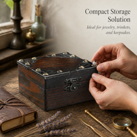 Vintage Wooden Treasure Box Decorative Storage Chest for Home Decor and Props