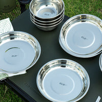 20 Pieces Stainless Steel Plates and Bowls Set Rust-Resistant Stainless Steel Camping Set Dishwasher Metal Dishes