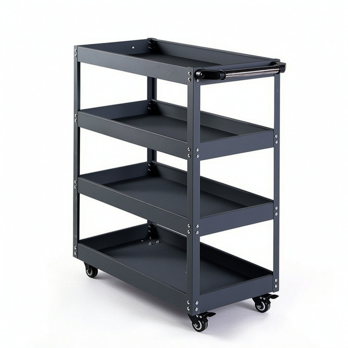 Four-Tier Utility Cart Multi-Purpose Metal Cart with Handle Space-Saving