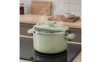 Enameled Pot with Glass Lid Gas Cooktop Stockpot with Glass Lid Even Heating Enamel Soup Pot for Home Cooks